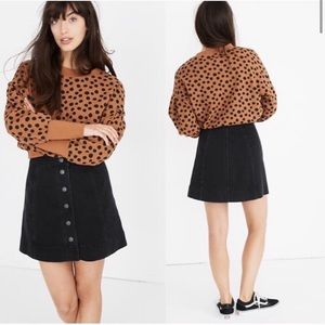 Madewell black denim button up skirt